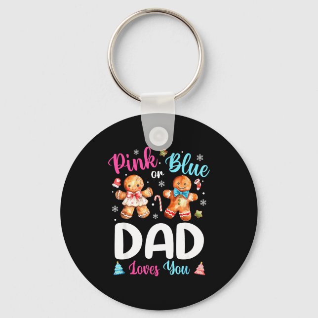 Nk Or Blue Dad Loves You Gender Reveal Christmas  Keychain (Front)