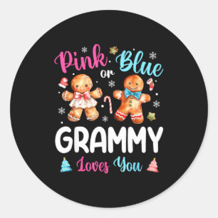 Nk Or Blue Grammy Loves You Gender Reveal Christma Classic Round Sticker