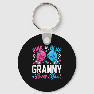 Nk Or Blue Granny Loves You Boxing Gender Reveal Keychain