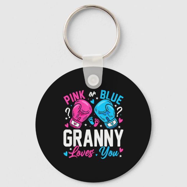Nk Or Blue Granny Loves You Boxing Gender Reveal  Keychain (Front)