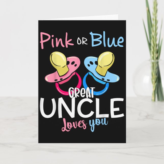 Nk Or Blue Great Uncle Loves You Gender Reveal Chr Card (Front)