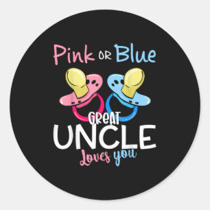 Nk Or Blue Great Uncle Loves You Gender Reveal Chr Classic Round Sticker