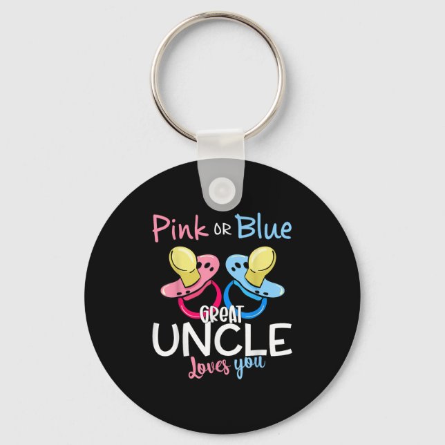 Nk Or Blue Great Uncle Loves You Gender Reveal Chr Keychain (Front)