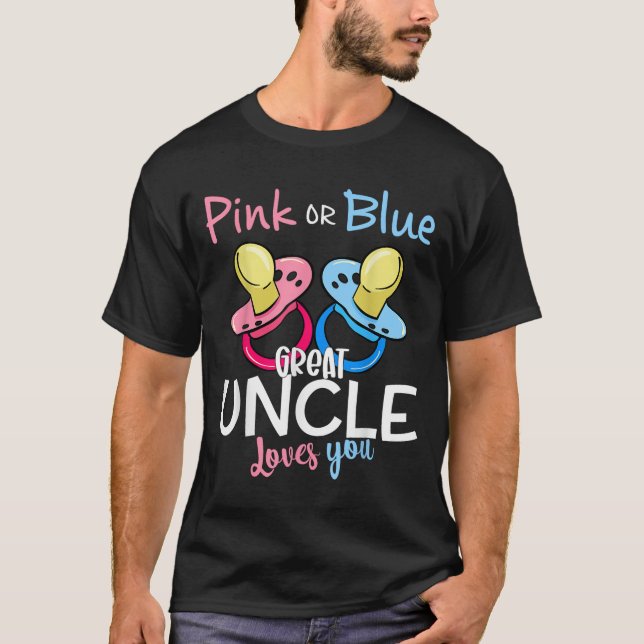 Nk Or Blue Great Uncle Loves You Gender Reveal Chr T-Shirt (Front)