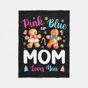 Nk Or Blue Mom Loves You Gender Reveal Christmas  Fleece Blanket