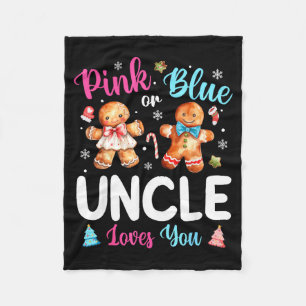 Nk Or Blue Uncle Loves You Gender Reveal Christmas Fleece Blanket