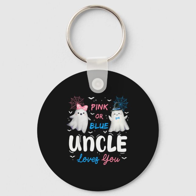 Nk Or Blue Uncle Loves You Halloween Ghost Gender  Keychain (Front)