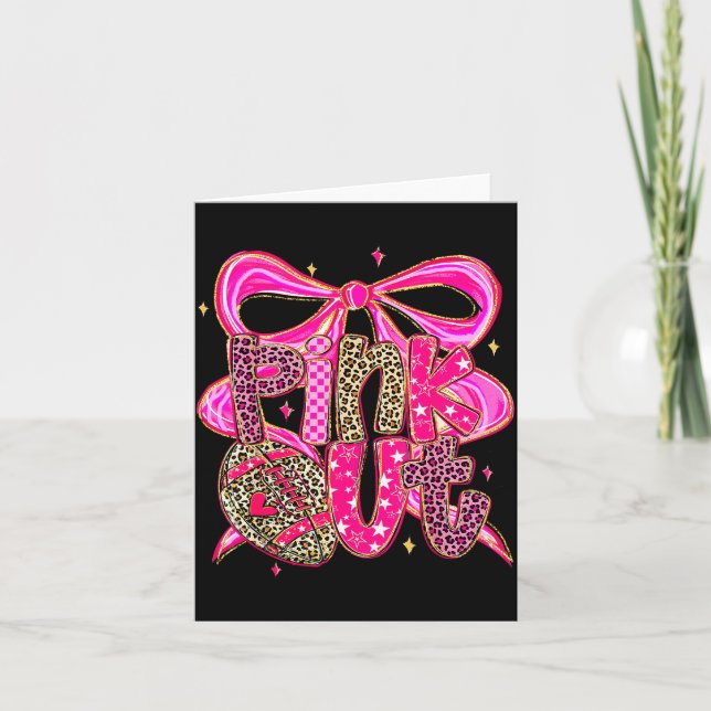 Nk Out Breast Cancer Football Coquette Bow Mom Gir Card (Front)