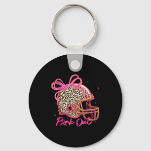 Nk Out Leopard Football Helmet Bow Preppy Breast C Keychain