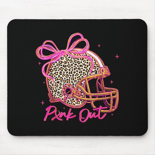 Nk Out Leopard Football Helmet Bow Preppy Breast C Mouse Pad (Front)