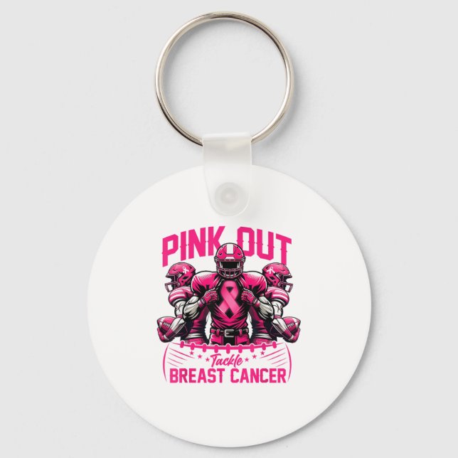 Nk Out Tackle Breast Cancer Awareness American Foo Keychain (Front)