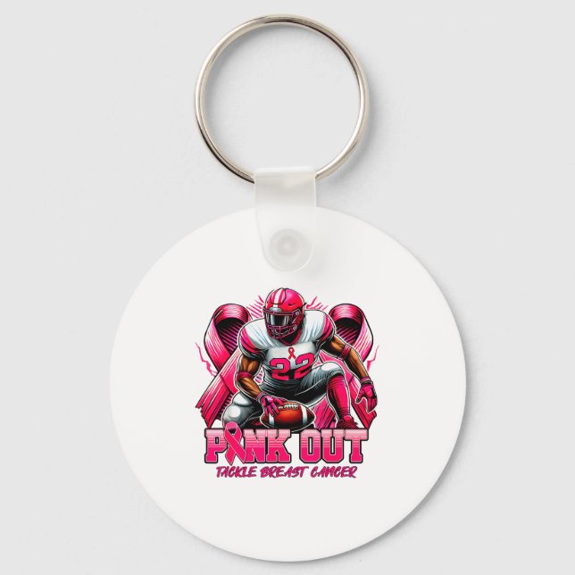 Nk Out Tackle Breast Cancer Awareness Football Men Keychain (Front)