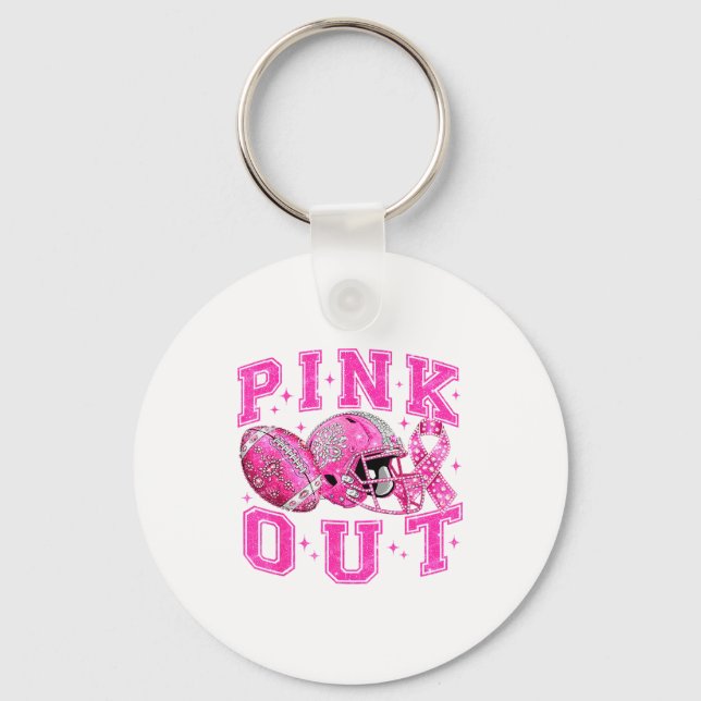 Nk Out Tackle Breast Cancer Awareness Football Nk  Keychain (Front)