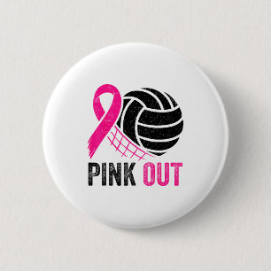 Nk Out Volleyball Breast Cancer Awareness Nk Ribbo 2 Inch Round Button