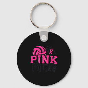 Nk Out Volleyball Breast Cancer Awareness Suprt Ri Keychain