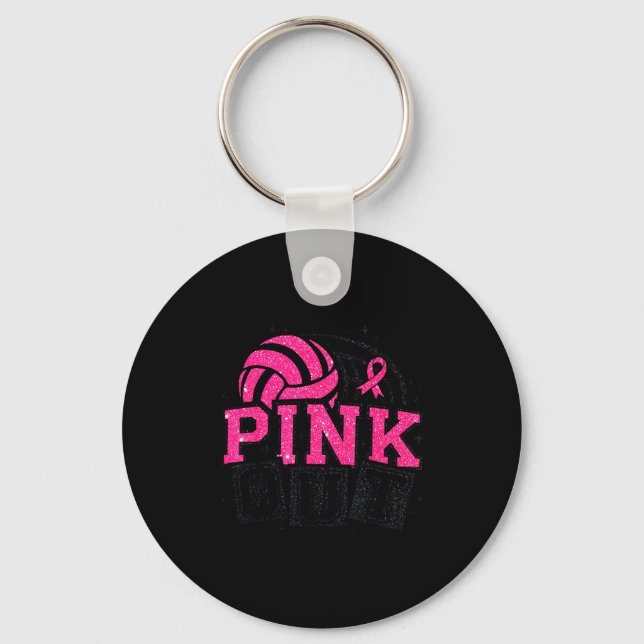 Nk Out Volleyball Breast Cancer Awareness Suprt Ri Keychain (Front)