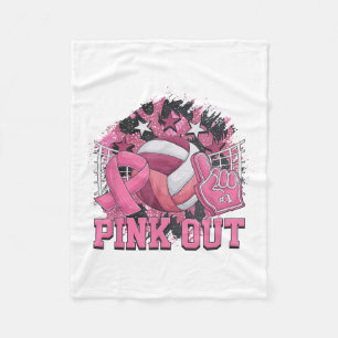 Nk Out Volleyball Ribbon Breast Cancer Awareness  Fleece Blanket