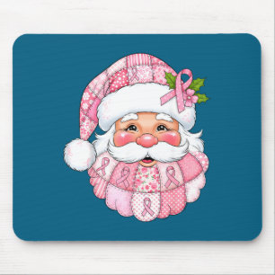 Nk Patchwork Santa Breast Cancer Awareness Christm Mouse Pad