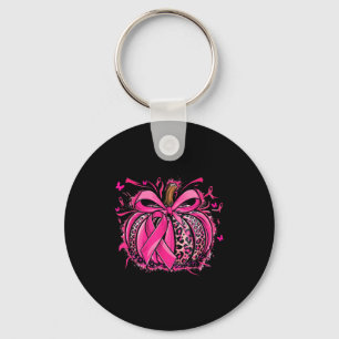 Nk Pumpkin Leopard Coquette Bow Breast Cancer Awar Keychain