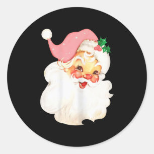 Nk Santa For Girls Christmas Retro Holiday Vintage Classic Round Sticker