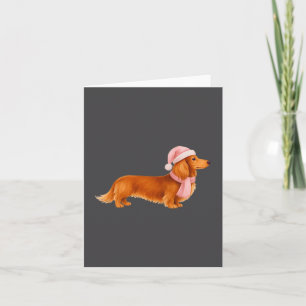 Nk Santa Red Long Haired Dachshund Christmas Card
