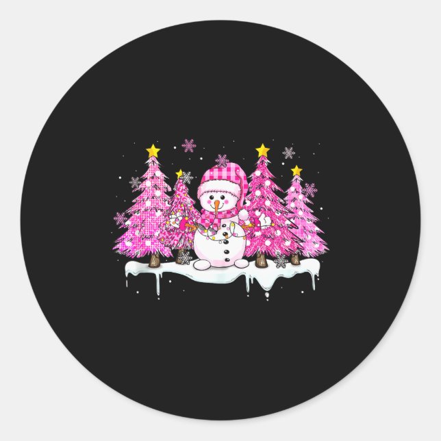 Nk Snowman Snowman Merry Christmas Tree Women Girl Classic Round Sticker (Front)