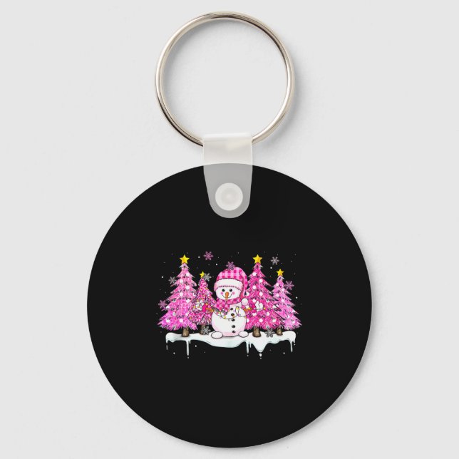 Nk Snowman Snowman Merry Christmas Tree Women Girl Keychain (Front)