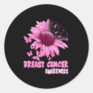 Nk Sunflower Breast Cancer Awareness Ribbon In Oct Classic Round Sticker