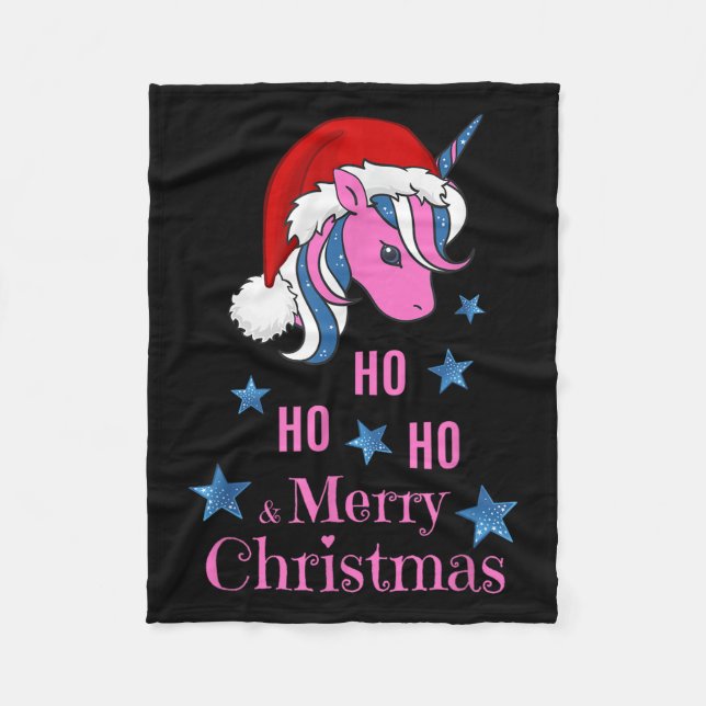 Nk Unicorn Santa Merry Christmas  Fleece Blanket (Front)