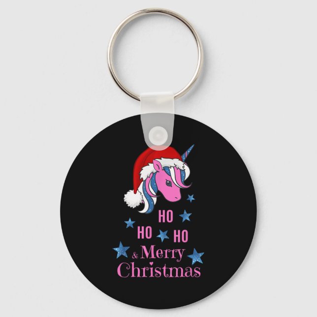 Nk Unicorn Santa Merry Christmas  Keychain (Front)