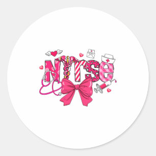Nk Valentine Nurse Coquette Bow Cuds Favorite  Classic Round Sticker