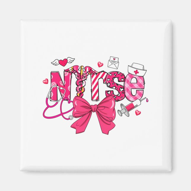Nk Valentine Nurse Coquette Bow Cuds Favorite  Magnet (Front)
