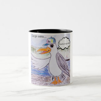 NL sea gull cartoon image of George the Gull Two-Tone Coffee Mug