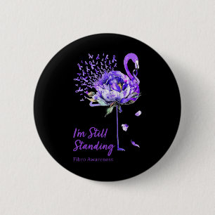 Nn Flamingo Purple Ribbon Fibro Fibromyalgia 2 Inch Round Button
