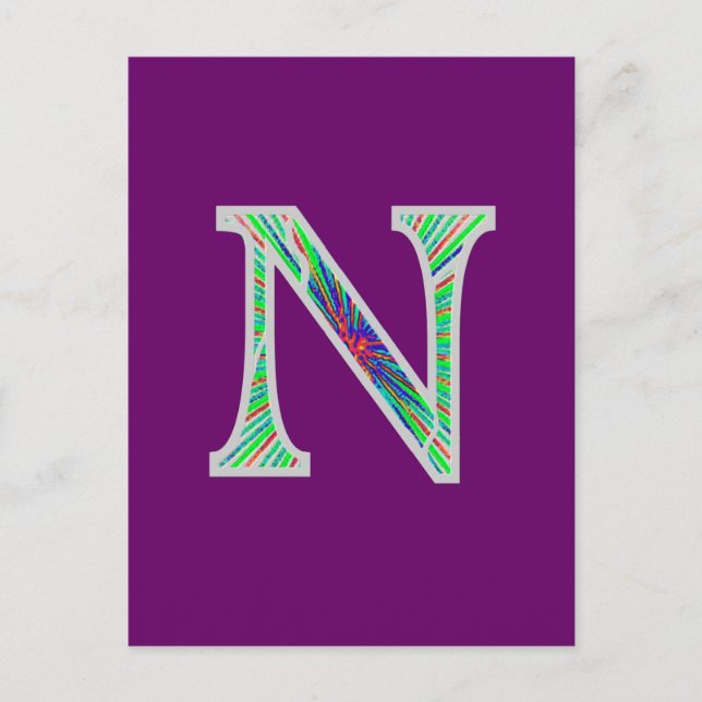 Nn Illuminated Monogram Postcard (Front)