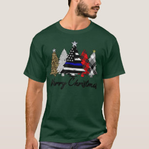 NnX1 Police Officer Merry Xmas Christmas Thin Blue T-Shirt