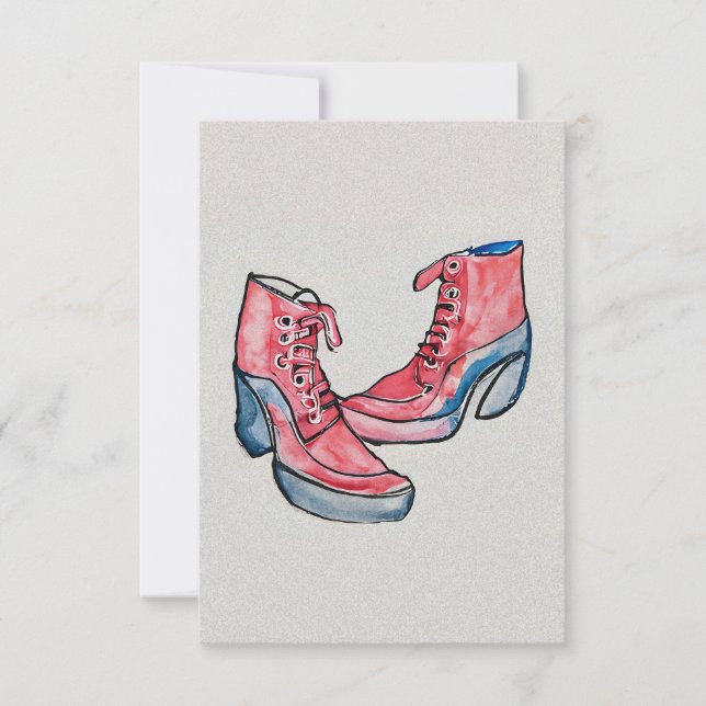 No 01, Hand Drawing Of Funny Shoes Collection Thank You Card (Front)