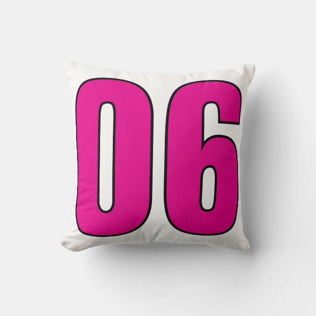 No. 06 – Stylish Numeric Statement Art Throw Pillow (Front)