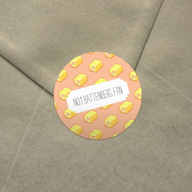 No.1 Battenberg Fan Pink & Yellow Cake Classic Round Sticker (Creator Uploaded)