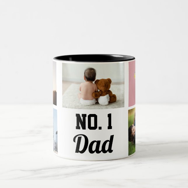 No. 1 Best Dad Ever - Father's Day Photo Two-Tone Coffee Mug (Center)
