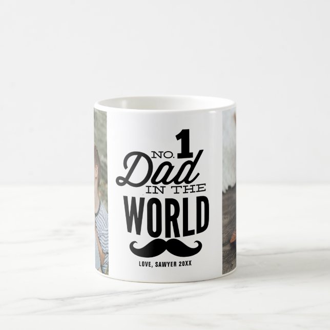No. 1 Dad in the World Photo Collage Father's Day Coffee Mug (Center)