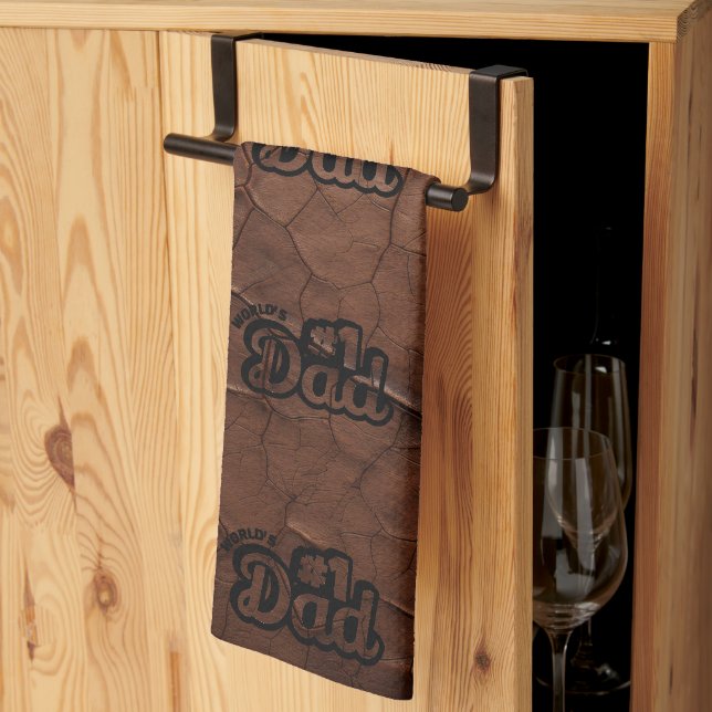 No.1 Dad-Leather Look Kitchen Towel (Thirds Fold)