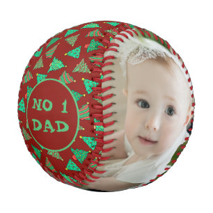 No 1 Dad   Son And Daughter Photo Christmas Tree Baseball