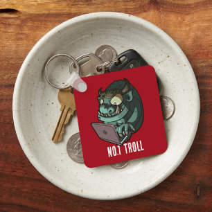 No.1 Troll Internet Troll On Laptop Cartoon Keychain