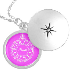 No.1 World’s Best Mom Emblem Classic White on pink Locket Necklace