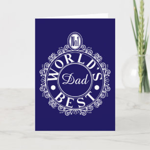 No.1 Worlds Best Dad Custom Typography White navy Card