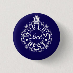 No.1 Worlds Best Dad Custom Typography White Print 1 Inch Round Button