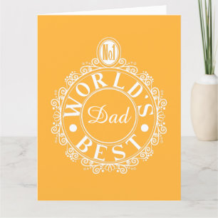 No.1 Worlds Best Dad Custom Typography White yellw Card