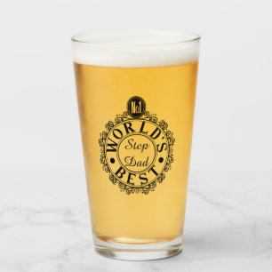 No.1 Worlds Best Stepdad Custom Black Typography Glass