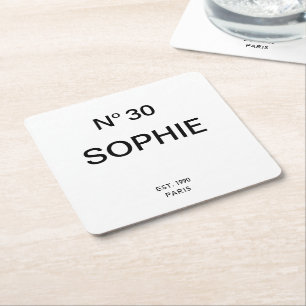 No 30 French Chic 30th Birthday Party Square Paper Coaster